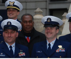 Premier Vance Amory with U.S. Coast Guard officers at the Hamilton Birthday Event on Jan. 10, 2014. Premier Vance Amory with U.S. Coast Guard officers at the Hamilton Birthday Event on Jan. 10, 2014.