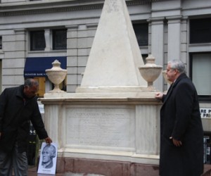 Premier of Nevis Vance Amory and Doug Hamilton, a direct descendant of Alexander Hamilton at the monument re dedication in NYC on Jan. 10, 2014. Premier of Nevis Vance Amory, l., and Doug Hamilton, a direct descendant of Alexander Hamilton at the monument re dedication in NYC on Jan. 10, 2014.