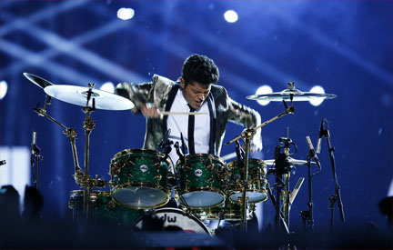 Bruno Mars at Super Bowl XLVIII