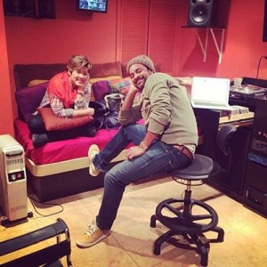 Tessanne Chin and Shaggy in a recent writing session. (Facebook image)