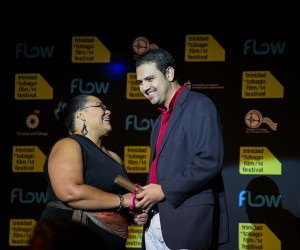 Christian James at the ttff/14 awards ceremony, receiving his award for best film in development from Thalia Barnes of bpTT