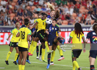 Jamaica’s Women Lose To Team USA jamaica-womens-soccer-squad-vs-usa
