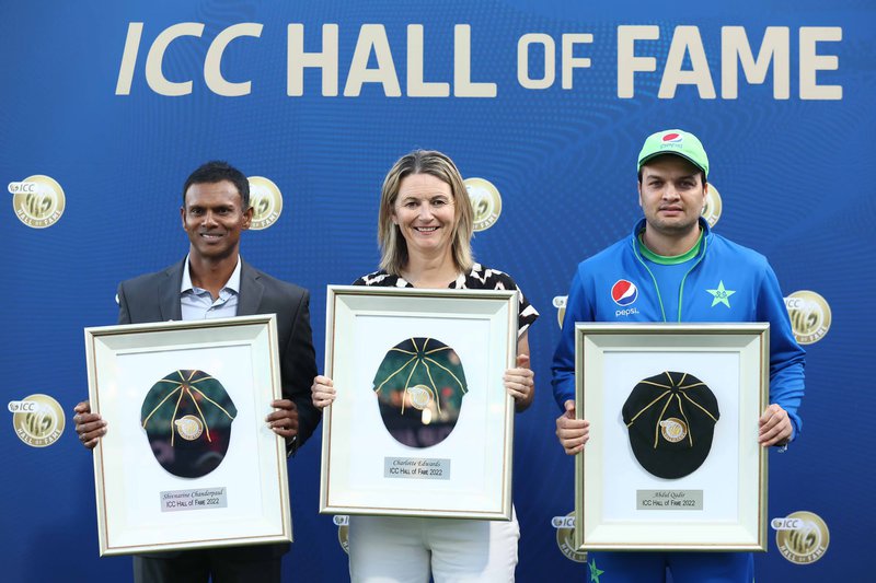 Guyana-born Shiv Chanderpaul, received his commemorative cap at a ceremony as the newest member of the International Cricket Council Hall of Fame