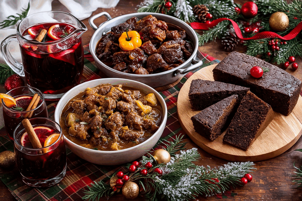 n the Caribbean, Christmas food is not simply what’s eaten—it’s how the holiday is felt. Food sits at the center of family life, cultural memory, and community connection, turning Christmas into a shared experience that goes far beyond the table. From the moment hams are ordered and fruits are soaked in rum, the season begins. Kitchens become gathering spaces where multiple generations come together, passing down recipes, stories, and unspoken traditions. Preparing food is a communal act—one that strengthens family bonds and reinforces a sense of belonging. Traditional dishes carry deep cultural meaning. Caribbean Christmas meals reflect African, Indigenous, and European influences layered over centuries, making each dish a living record of survival and adaptation. Foods like pastelles, garlic pork, pepperpot, and black cake are more than seasonal favorites—they are edible heritage, connecting present-day celebrations to ancestral kitchens. Hospitality is another reason food matters so deeply. Caribbean Christmas tables are intentionally abundant. There is always extra food, extra drink, and room for one more guest. Visitors are expected to eat, to be nourished, and to feel at home. Generosity is measured not by portions but by openness. The sensory experience seals it all. The scent of baking spices, simmering meats, fresh ginger, cloves, and rum fills homes for days. Music plays—parang, carols, or soca—and the kitchen hums with movement. These sights, sounds, and aromas create a Christmas atmosphere that is instantly recognizable to anyone raised in the Caribbean. Christmas meals are rarely rushed. They follow church services, family visits, and long conversations, stretching from midday into evening, with leftovers lasting for days. In this way, food extends the celebration itself, turning Christmas into a season rather than a single moment. In the Caribbean, food at Christmas is love made visible. It is memory served warm, culture shared generously, and tradition kept alive—one plate at a time.