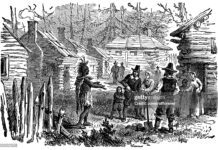 The Weight Of A Word: Rethinking “Minority” In America Historical illustration showing early American settlers interacting with an Indigenous man, reflecting themes of race, power, and cultural hierarchy.