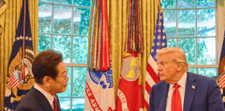 President Trump mentions raids on churches in South Korea during an August 2025 summit.