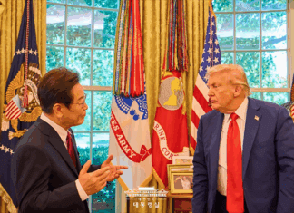 President Trump mentions raids on churches in South Korea during an August 2025 summit.