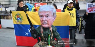 south-koreans-protest-trump-following-venezuela-invasion-as-trump=withdraws-from-international-organizations
