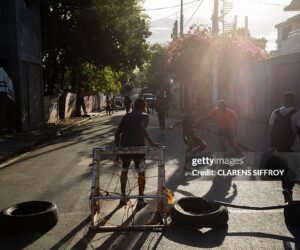 Young boys play football with makeshift gear in Delmas, Port-au-Prince, Haiti, on March 22, 2026.